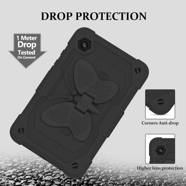For Samsung Galaxy Tab A9 Butterfly Kickstand Heavy Duty Hard Rugged Tablet Case(Black) - Galaxy Tab A9 by buy2fix | Online Shopping UK | buy2fix