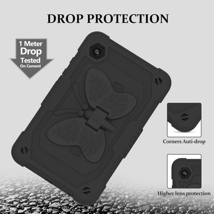 For Samsung Galaxy Tab A9 Butterfly Kickstand Heavy Duty Hard Rugged Tablet Case(Black) - Galaxy Tab A9 by buy2fix | Online Shopping UK | buy2fix