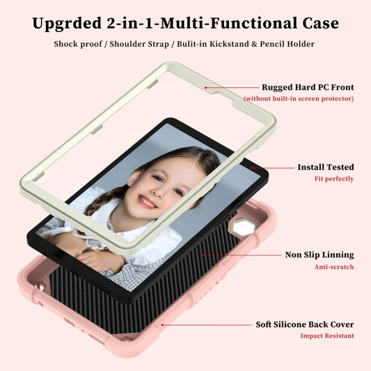 For Samsung Galaxy Tab A9 Butterfly Kickstand Heavy Duty Hard Rugged Tablet Case(Beige+Rose Pink) - Galaxy Tab A9 by buy2fix | Online Shopping UK | buy2fix