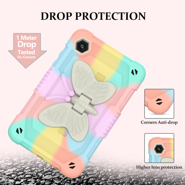For Samsung Galaxy Tab A9 Butterfly Kickstand Heavy Duty Hard Rugged Tablet Case(Colorful Rose Gold) - Galaxy Tab A9 by buy2fix | Online Shopping UK | buy2fix