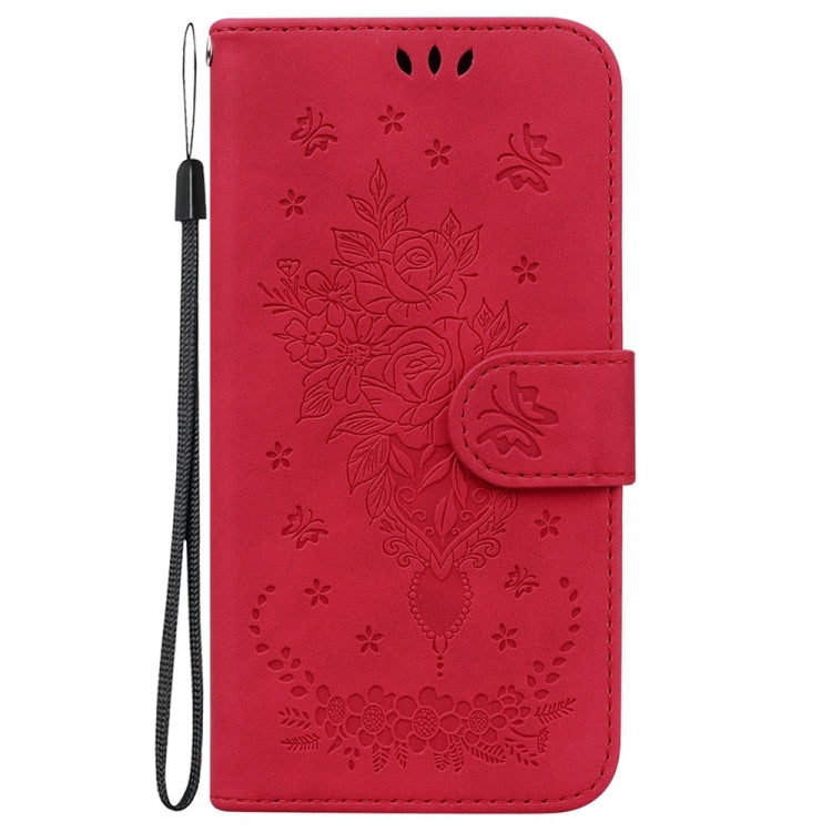 For OnePlus 13 Butterfly Rose Embossed Leather Phone Case(Red) by buy2fix