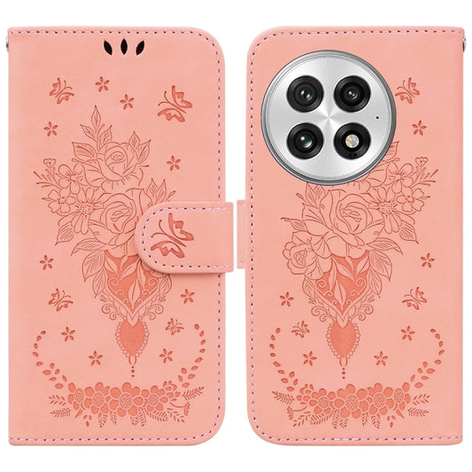 For OnePlus 13 Butterfly Rose Embossed Leather Phone Case(Pink) by buy2fix