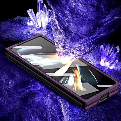 For Samsung Galaxy Z Fold5 HBC-212 Integrated Plain Leather Folding Phone Case(Black) - Galaxy Z Fold5 Cases by buy2fix | Online Shopping UK | buy2fix