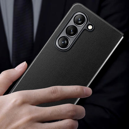 For Samsung Galaxy Z Fold5 HBC-212 Integrated Plain Leather Folding Phone Case(Black) - Galaxy Z Fold5 Cases by buy2fix | Online Shopping UK | buy2fix