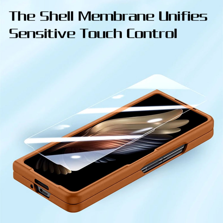 For Samsung Galaxy Z Fold5 HBC-212 Integrated Plain Leather Folding Phone Case(Purple) - Galaxy Z Fold5 Cases by buy2fix | Online Shopping UK | buy2fix