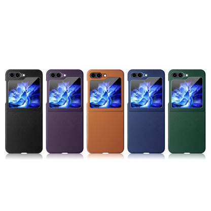 For Samsung Galaxy Z Flip5 HBC-212 Integrated Plain Leather Folding Phone Case(Green) - Galaxy Z Flip5 Cases by buy2fix | Online Shopping UK | buy2fix