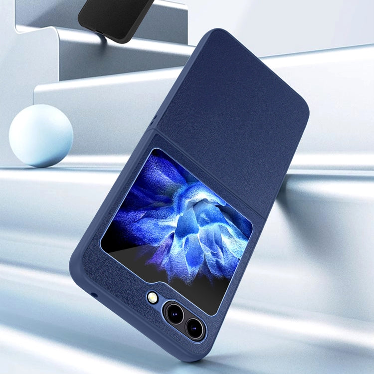 For Samsung Galaxy Z Flip5 HBC-212 Integrated Plain Leather Folding Phone Case(Black) - Galaxy Z Flip5 Cases by buy2fix | Online Shopping UK | buy2fix