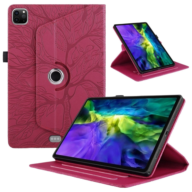 For iPad Pro 11 2022 / 2021 / 2020 Tree Life Embossed Rotation Leather Smart Tablet Case(Red) - iPad Pro 11 (2022/2021) Cases by buy2fix | Online Shopping UK | buy2fix
