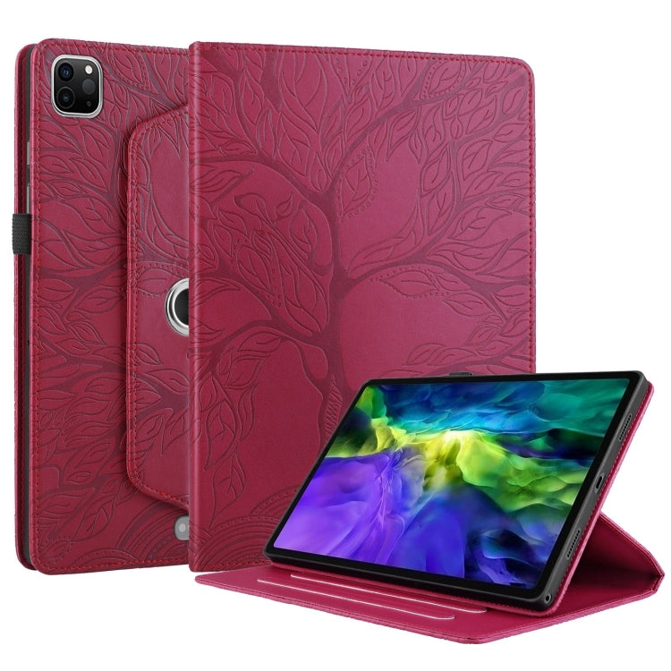 For iPad Pro 11 2022 / 2021 / 2020 Tree Life Embossed Rotation Leather Smart Tablet Case(Red) - iPad Pro 11 (2022/2021) Cases by buy2fix | Online Shopping UK | buy2fix