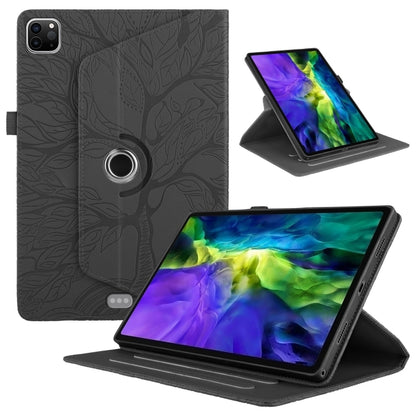 For iPad Pro 11 2022 / 2021 / 2020 Tree Life Embossed Rotation Leather Smart Tablet Case(Black) - iPad Pro 11 (2022/2021) Cases by buy2fix | Online Shopping UK | buy2fix