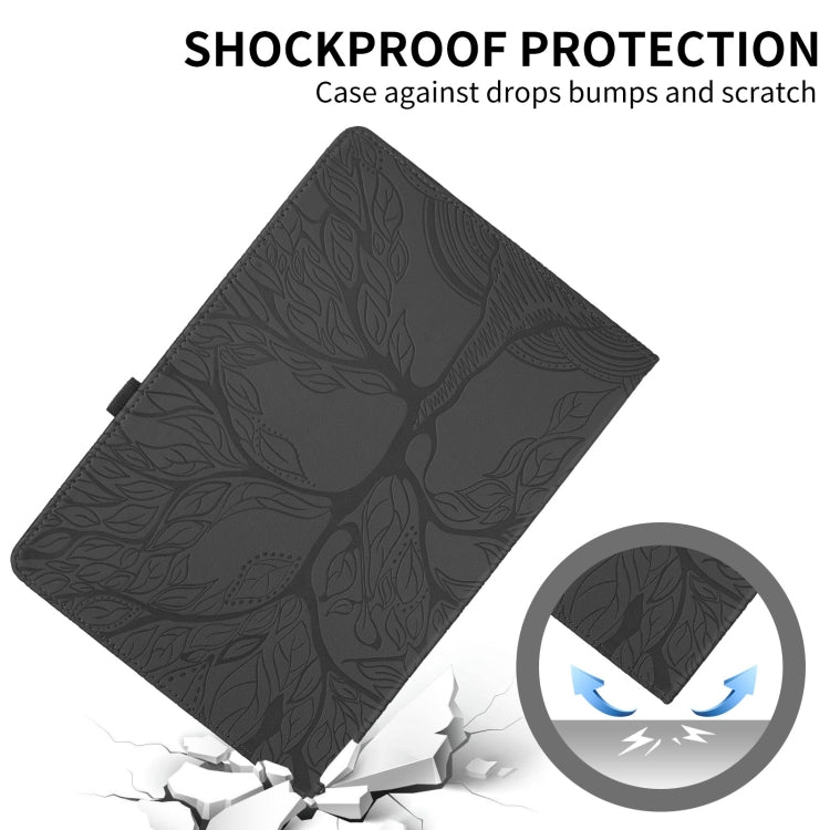 For iPad Pro 11 2022 / 2021 / 2020 Tree Life Embossed Rotation Leather Smart Tablet Case(Black) - iPad Pro 11 (2022/2021) Cases by buy2fix | Online Shopping UK | buy2fix