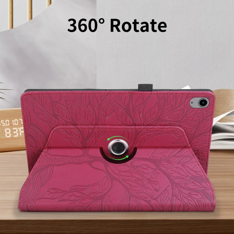 For iPad 2025 / 2022 Tree Life Embossed Rotation Leather Smart Tablet Case(Red) - iPad 2025 / 2022 Cases by buy2fix | Online Shopping UK | buy2fix