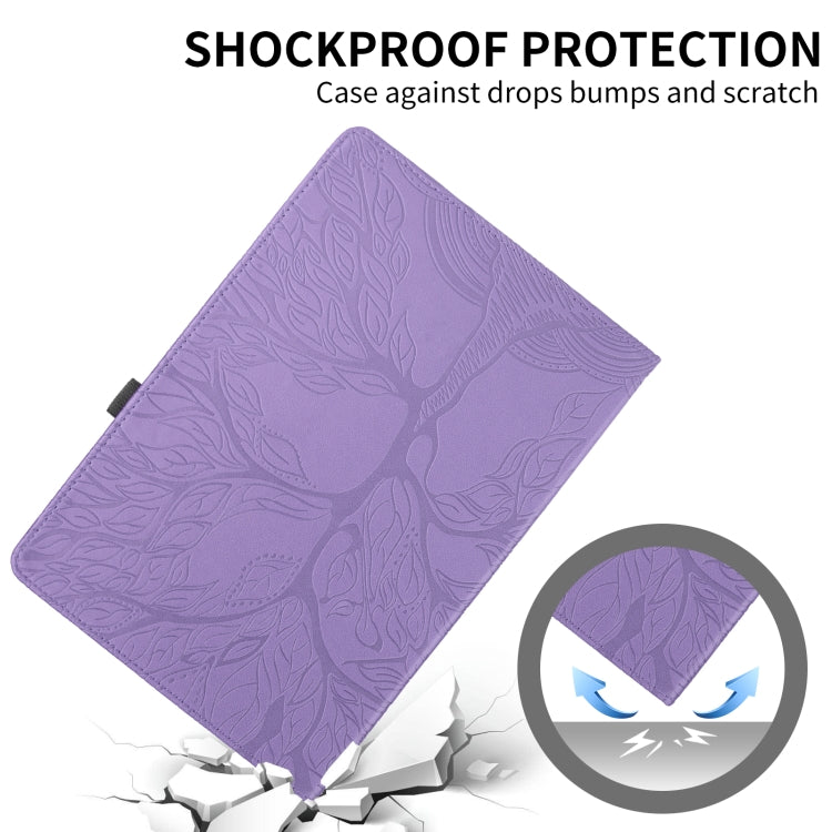 For iPad 2025 / 2022 Tree Life Embossed Rotation Leather Smart Tablet Case(Purple) - iPad 2025 / 2022 Cases by buy2fix | Online Shopping UK | buy2fix