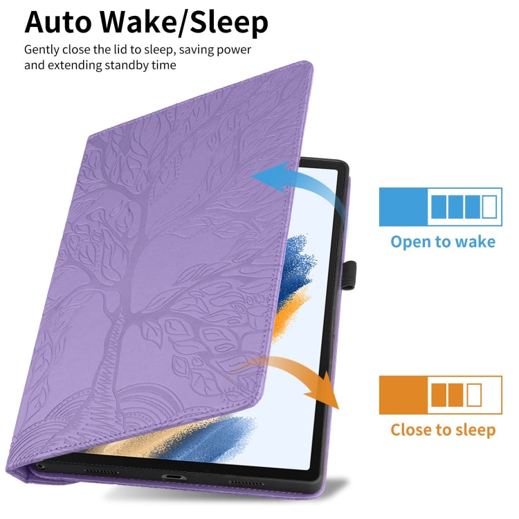 For iPad 2025 / 2022 Tree Life Embossed Rotation Leather Smart Tablet Case(Purple) - iPad 2025 / 2022 Cases by buy2fix | Online Shopping UK | buy2fix