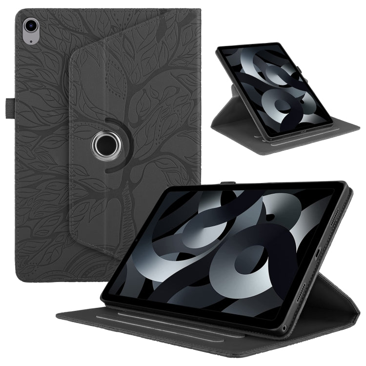 For iPad 2025 / 2022 Tree Life Embossed Rotation Leather Smart Tablet Case(Black) - iPad 2025 / 2022 Cases by buy2fix | Online Shopping UK | buy2fix