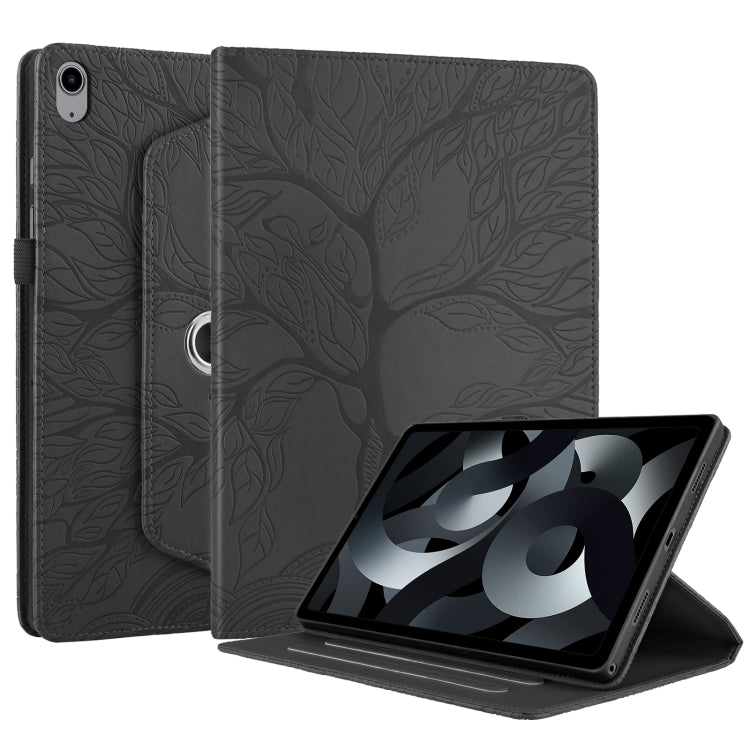 For iPad 2025 / 2022 Tree Life Embossed Rotation Leather Smart Tablet Case(Black) - iPad 2025 / 2022 Cases by buy2fix | Online Shopping UK | buy2fix