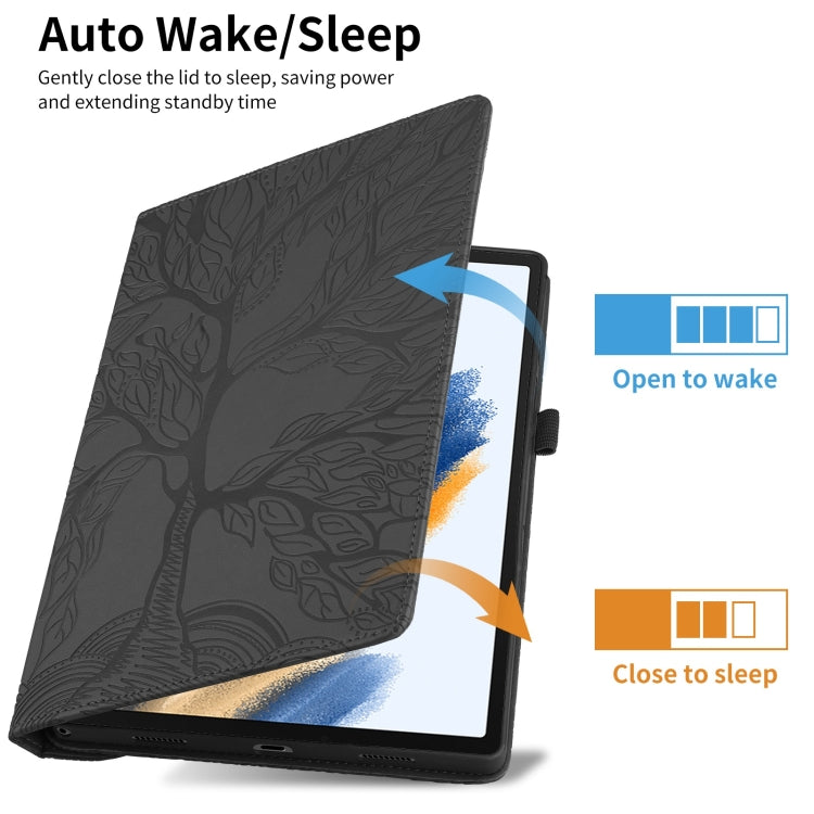 For iPad 2025 / 2022 Tree Life Embossed Rotation Leather Smart Tablet Case(Black) - iPad 2025 / 2022 Cases by buy2fix | Online Shopping UK | buy2fix