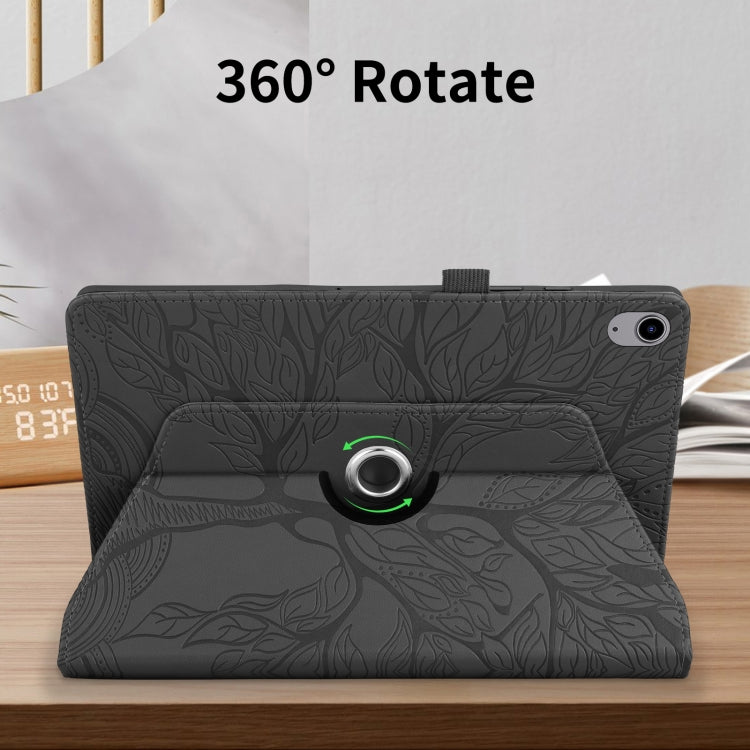 For iPad 2025 / 2022 Tree Life Embossed Rotation Leather Smart Tablet Case(Black) - iPad 2025 / 2022 Cases by buy2fix | Online Shopping UK | buy2fix