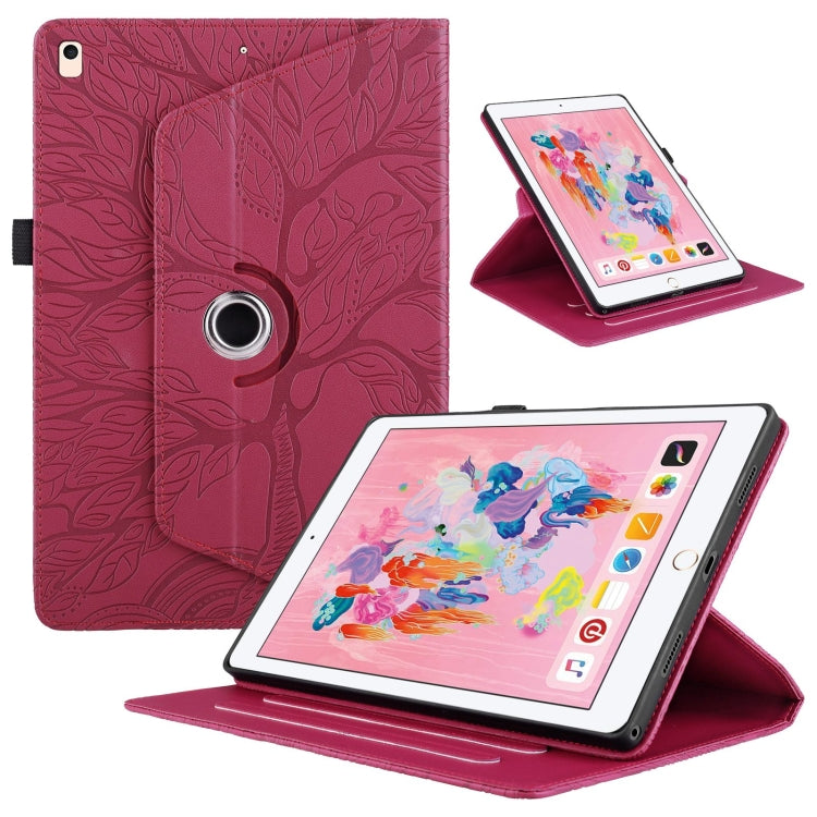 For iPad Air / Air 2 / 9.7 2017 / 2018 Tree Life Embossed Rotation Leather Smart Tablet Case(Red) - iPad 9.7 (2018) & (2017) Cases by buy2fix | Online Shopping UK | buy2fix
