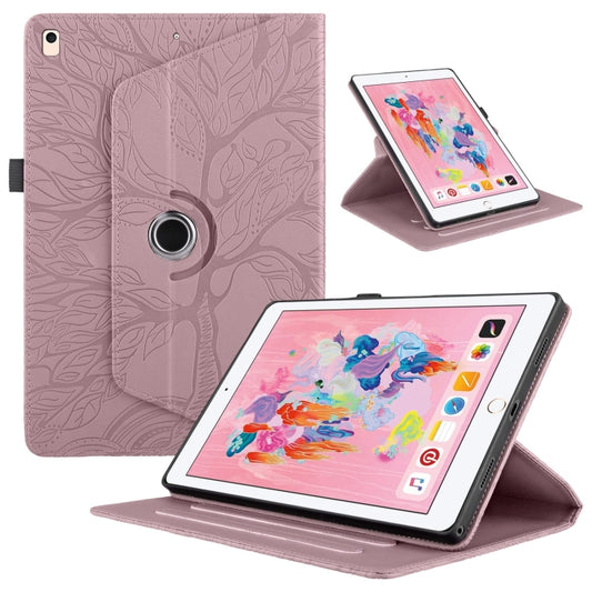 For iPad Air / Air 2 / 9.7 2017 / 2018 Tree Life Embossed Rotation Leather Smart Tablet Case(Rose Gold) - iPad 9.7 (2018) & (2017) Cases by buy2fix | Online Shopping UK | buy2fix