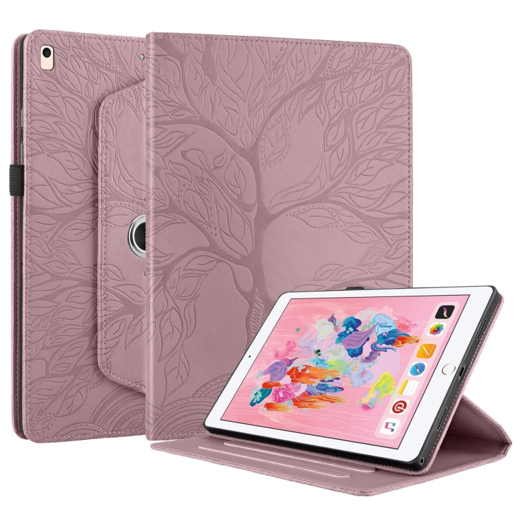 For iPad Air / Air 2 / 9.7 2017 / 2018 Tree Life Embossed Rotation Leather Smart Tablet Case(Rose Gold) - iPad 9.7 (2018) & (2017) Cases by buy2fix | Online Shopping UK | buy2fix