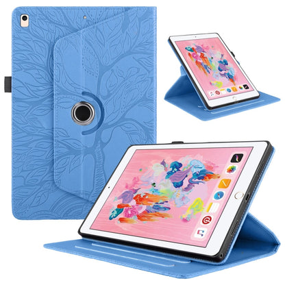 For iPad Air / Air 2 / 9.7 2017 / 2018 Tree Life Embossed Rotation Leather Smart Tablet Case(Blue) - iPad 9.7 (2018) & (2017) Cases by buy2fix | Online Shopping UK | buy2fix