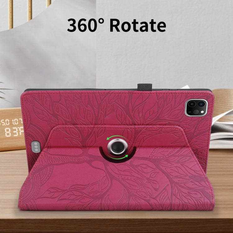 For iPad Pro 12.9 2022 / 2021 / 2020 Tree Life Embossed Rotation Leather Smart Tablet Case(Red) - iPad Pro 12.9 (2022/2021) Cases by buy2fix | Online Shopping UK | buy2fix