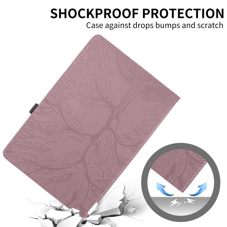 For iPad Pro 12.9 2022 / 2021 / 2020 Tree Life Embossed Rotation Leather Smart Tablet Case(Rose Gold) - iPad Pro 12.9 (2022/2021) Cases by buy2fix | Online Shopping UK | buy2fix