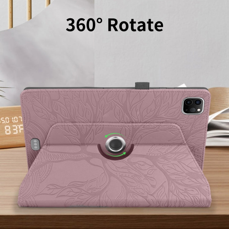 For iPad Pro 12.9 2022 / 2021 / 2020 Tree Life Embossed Rotation Leather Smart Tablet Case(Rose Gold) - iPad Pro 12.9 (2022/2021) Cases by buy2fix | Online Shopping UK | buy2fix
