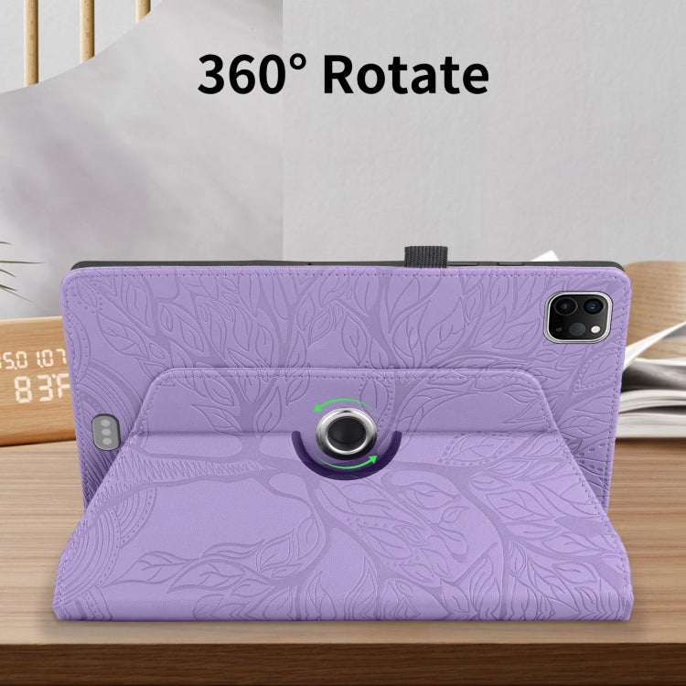 For iPad Pro 12.9 2022 / 2021 / 2020 Tree Life Embossed Rotation Leather Smart Tablet Case(Purple) - iPad Pro 12.9 (2022/2021) Cases by buy2fix | Online Shopping UK | buy2fix