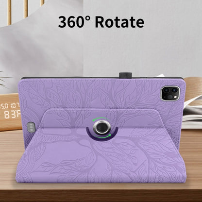 For iPad Pro 12.9 2022 / 2021 / 2020 Tree Life Embossed Rotation Leather Smart Tablet Case(Purple) - iPad Pro 12.9 (2022/2021) Cases by buy2fix | Online Shopping UK | buy2fix
