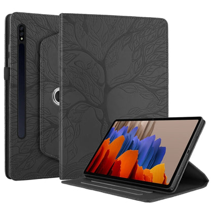 For Samsung Galaxy Tab S9+ / S8+ / S7+ Tree Life Embossed Rotation Leather Tablet Case(Black) - Tab A7 Lite T220 / T225 by buy2fix | Online Shopping UK | buy2fix