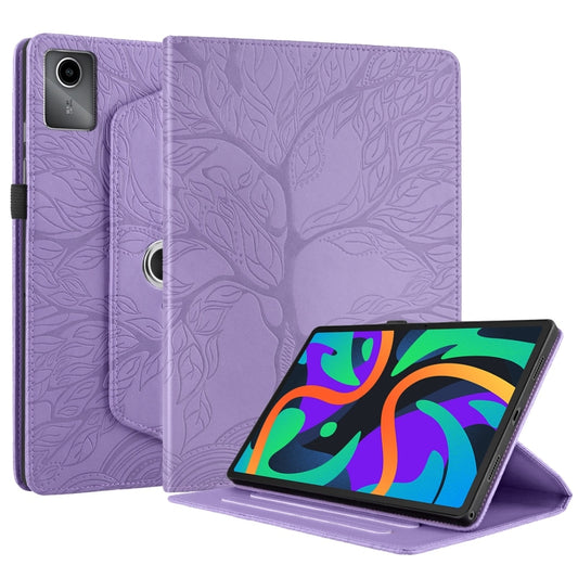 For Lenovo Tab M11 / Xiaoxin Pad 11 2024 Tree Life Embossed Rotation Leather Tablet Case(Purple) by buy2fix
