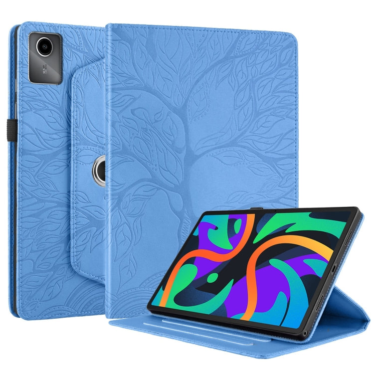 For Lenovo Tab M11 / Xiaoxin Pad 11 2024 Tree Life Embossed Rotation Leather Tablet Case(Blue) - Lenovo by buy2fix | Online Shopping UK | buy2fix