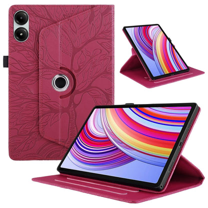 For Xiaomi Redmi Pad Pro 12.1 Tree Life Embossed Rotation Leather Smart Tablet Case(Red) - More Tablet Cases by buy2fix | Online Shopping UK | buy2fix