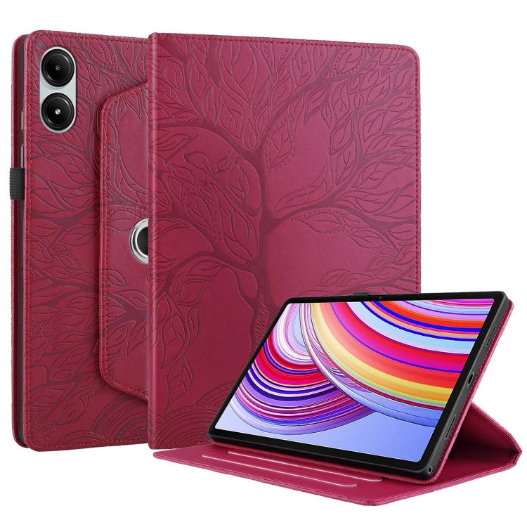 For Xiaomi Redmi Pad Pro 12.1 Tree Life Embossed Rotation Leather Smart Tablet Case(Red) - More Tablet Cases by buy2fix | Online Shopping UK | buy2fix