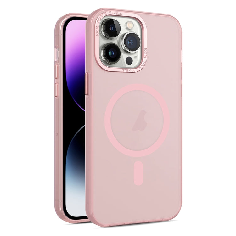 For iPhone 14 Pro Max MagSafe Frosted Translucent Mist Phone Case(Pink) - iPhone 14 Pro Max Cases by buy2fix | Online Shopping UK | buy2fix