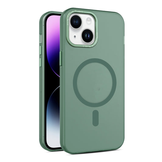 For iPhone 14 Plus MagSafe Frosted Translucent Mist Phone Case(Green) - iPhone 14 Plus Cases by buy2fix | Online Shopping UK | buy2fix