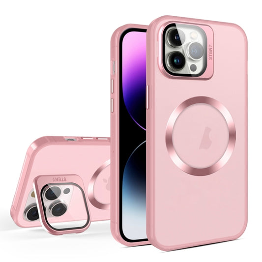 For iPhone 11 Pro Max Skin Feel CD Texture MagSafe Lens Holder Phone Case(Pink) - iPhone 11 Pro Max Cases by buy2fix | Online Shopping UK | buy2fix