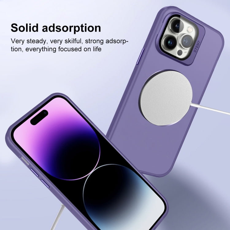 For iPhone XR Skin Feel CD Texture MagSafe Lens Holder Phone Case(Dark Purple) - More iPhone Cases by buy2fix | Online Shopping UK | buy2fix