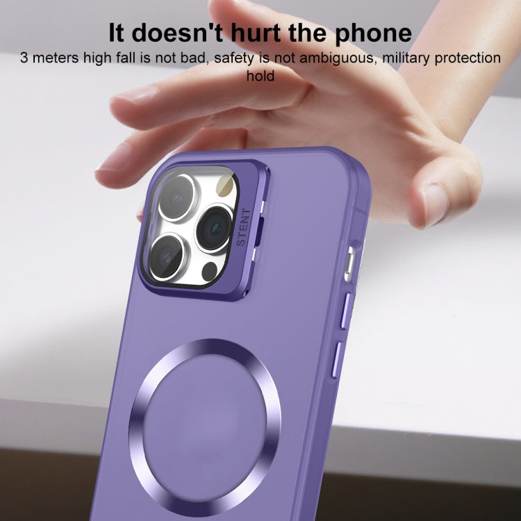 For iPhone XR Skin Feel CD Texture MagSafe Lens Holder Phone Case(Dark Purple) - More iPhone Cases by buy2fix | Online Shopping UK | buy2fix