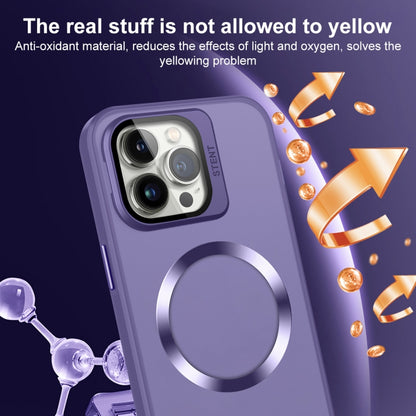 For iPhone 14 Plus Skin Feel CD Texture MagSafe Lens Holder Phone Case(Dark Purple) - iPhone 14 Plus Cases by buy2fix | Online Shopping UK | buy2fix