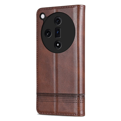 For OPPO Find X7 AZNS Magnetic Calf Texture Flip Leather Phone Case(Dark Brown) - Find X7 Cases by AZNS | Online Shopping UK | buy2fix