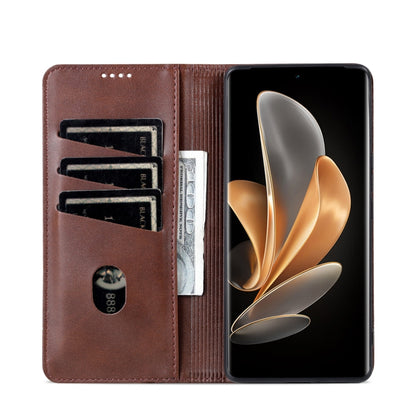 For OPPO Find X7 AZNS Magnetic Calf Texture Flip Leather Phone Case(Dark Brown) - Find X7 Cases by AZNS | Online Shopping UK | buy2fix