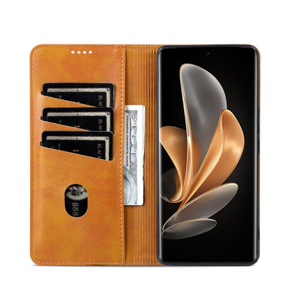 For OPPO Find X7 AZNS Magnetic Calf Texture Flip Leather Phone Case(Light Brown) - Find X7 Cases by AZNS | Online Shopping UK | buy2fix