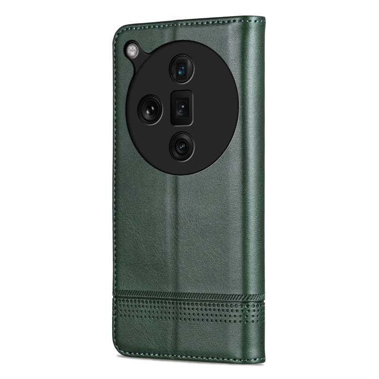 For OPPO Find X7 Ultra AZNS Magnetic Calf Texture Flip Leather Phone Case(Dark Green) - Find X7 Ultra Cases by AZNS | Online Shopping UK | buy2fix