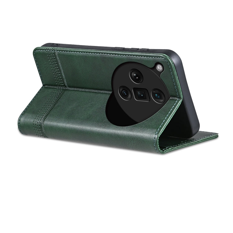 For OPPO Find X7 Ultra AZNS Magnetic Calf Texture Flip Leather Phone Case(Dark Green) - Find X7 Ultra Cases by AZNS | Online Shopping UK | buy2fix