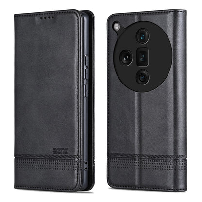 For OPPO Find X7 Ultra AZNS Magnetic Calf Texture Flip Leather Phone Case(Black) - Find X7 Ultra Cases by AZNS | Online Shopping UK | buy2fix