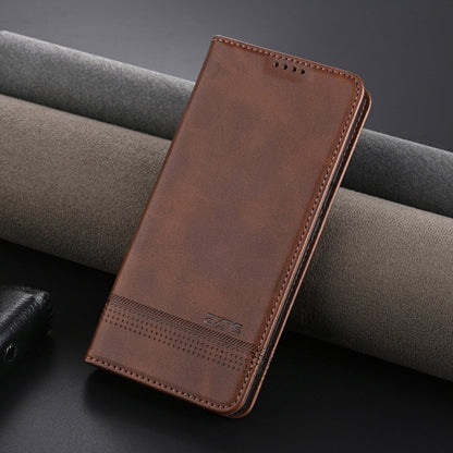 For OPPO Reno12 Global AZNS Magnetic Calf Texture Flip Leather Phone Case(Dark Brown) by AZNS