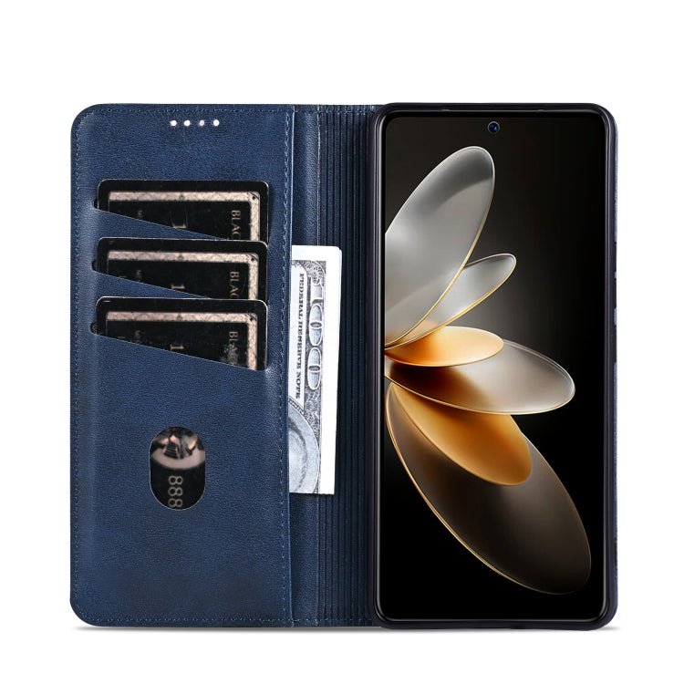 For OPPO Reno12 Pro Global AZNS Magnetic Calf Texture Flip Leather Phone Case(Dark Blue) - Reno12 Pro Cases by AZNS | Online Shopping UK | buy2fix